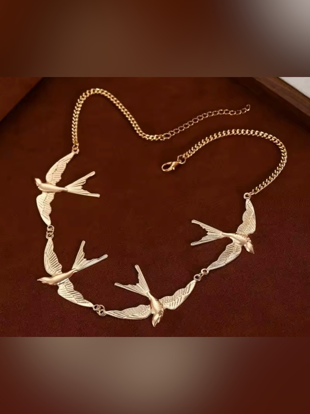 Gold Flying Birds Statement Necklace • Coastal Luxury Beach Jewelry